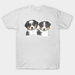 Black Tri Australian Shepherd Puppies T-Shirt